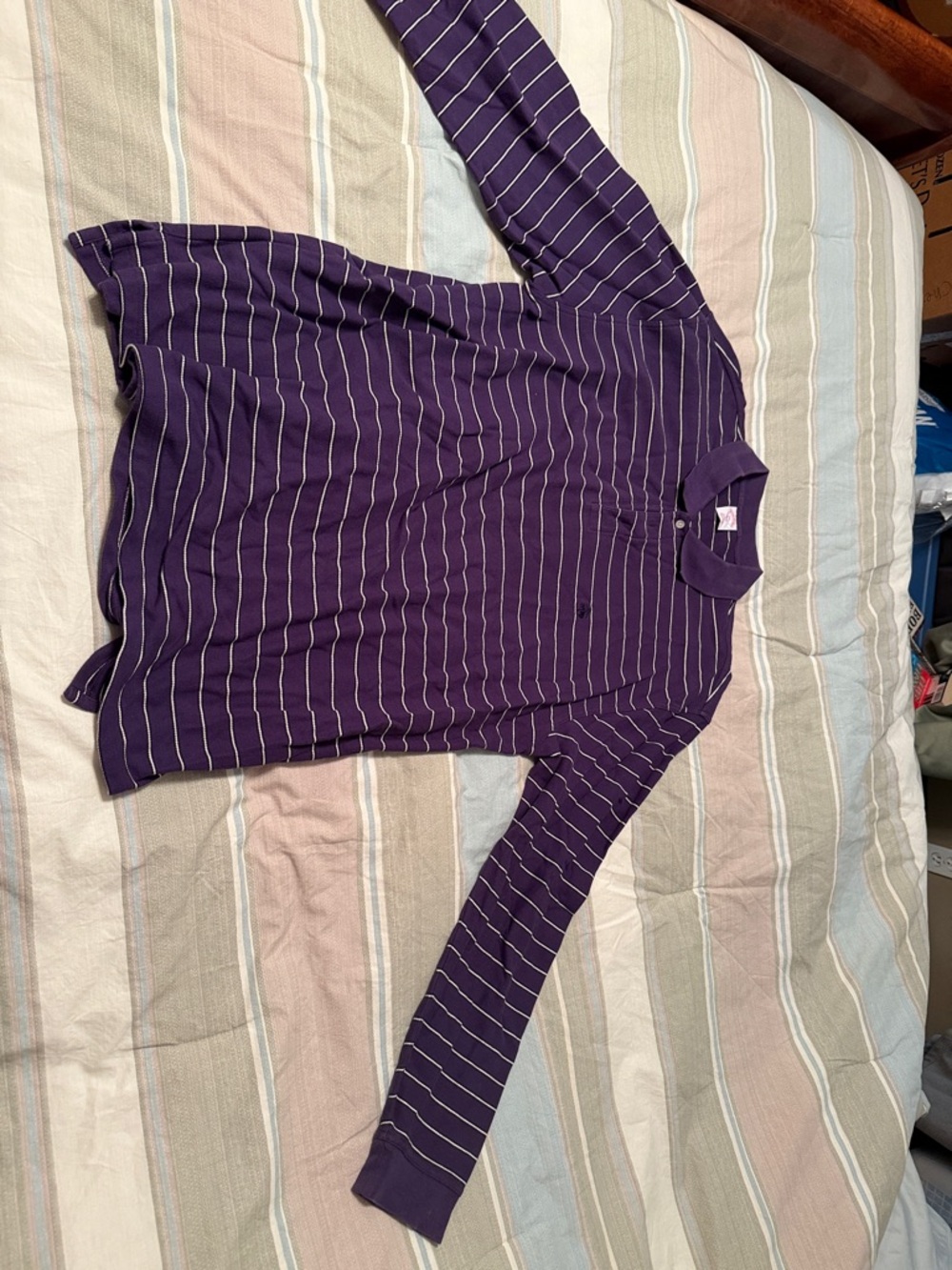 Brooks Brothers Purple Striped Long-Sleeve Polo